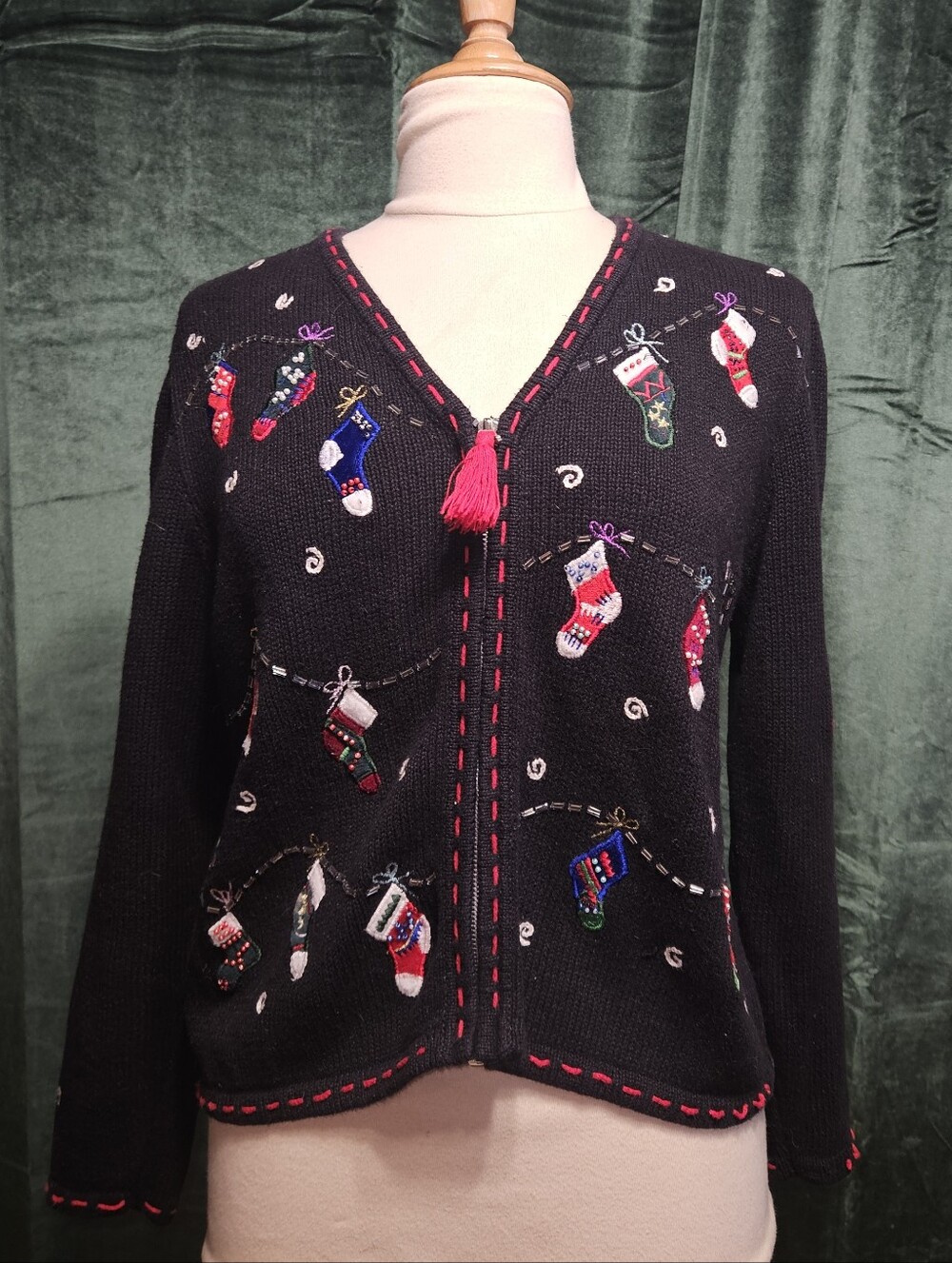 Vintage Designers Originals Studio Fa La La Ugly Christmas Sweater Jacket